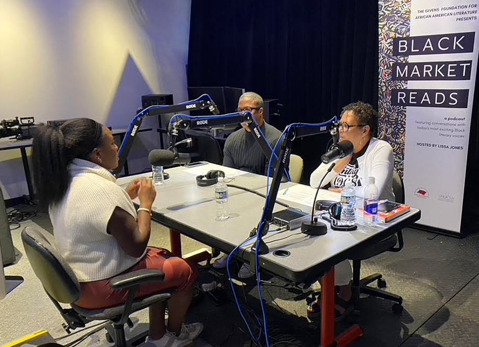 Rachel Hardeman, Bukata Hayes and Lissa Jones recording an episode of the podcast.